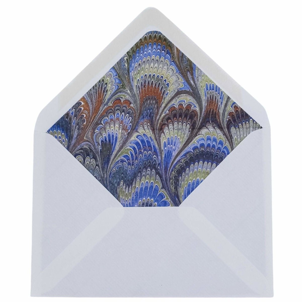 Peacock Marbled Notecard Set with Lined Envelopes - Mustard and Gray Ltd