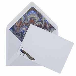 Peacock Marbled Notecard Set with Lined Envelopes - Mustard and Gray Ltd