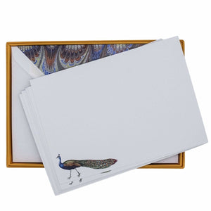 Peacock Marbled Notecard Set with Lined Envelopes - Mustard and Gray Ltd