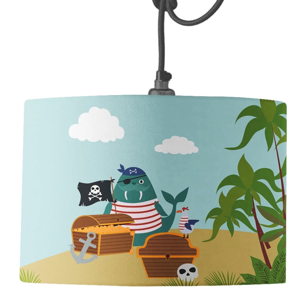 Pirate Theme Drum lampshade - Mustard and Gray Ltd