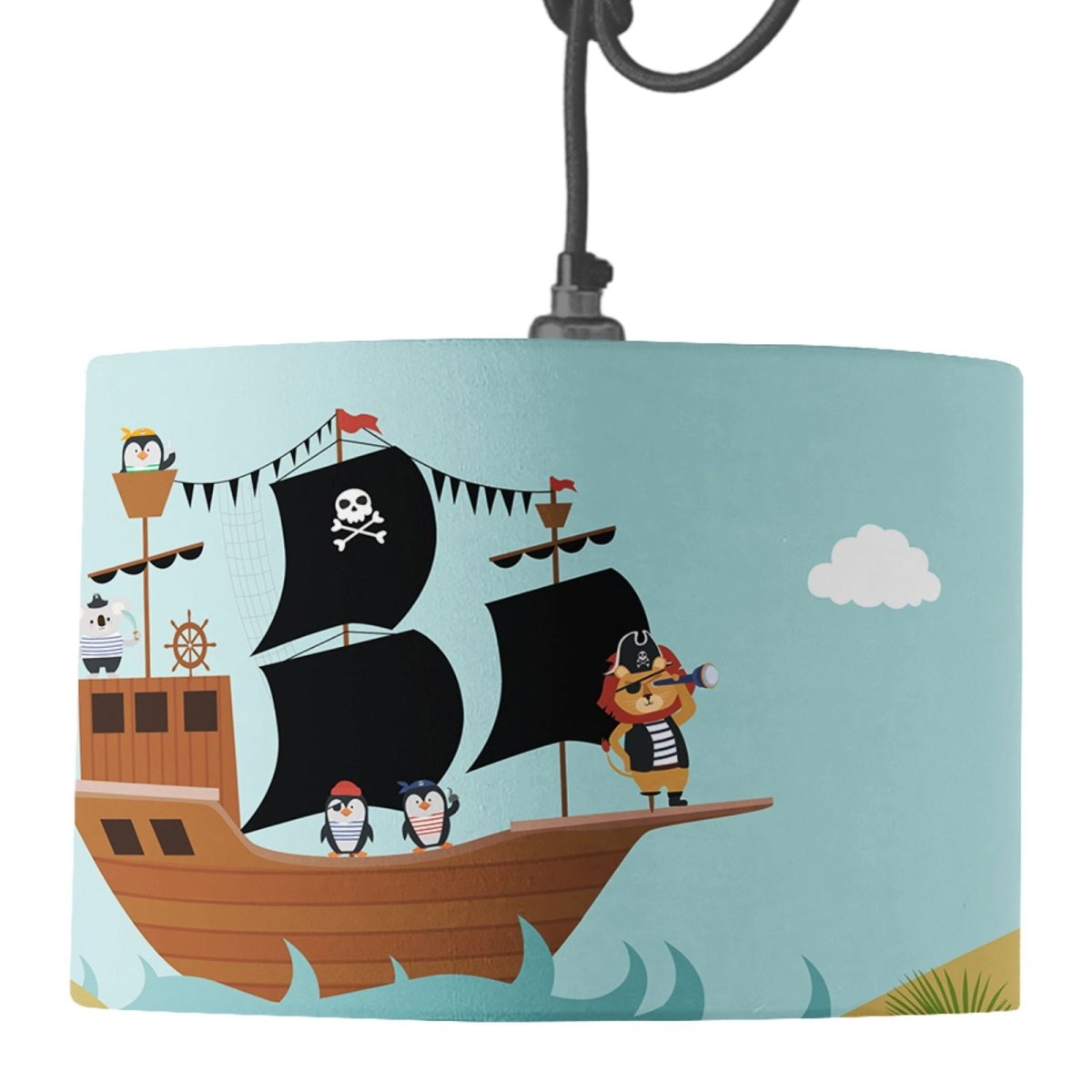 Pirate Theme Drum lampshade - Mustard and Gray Ltd