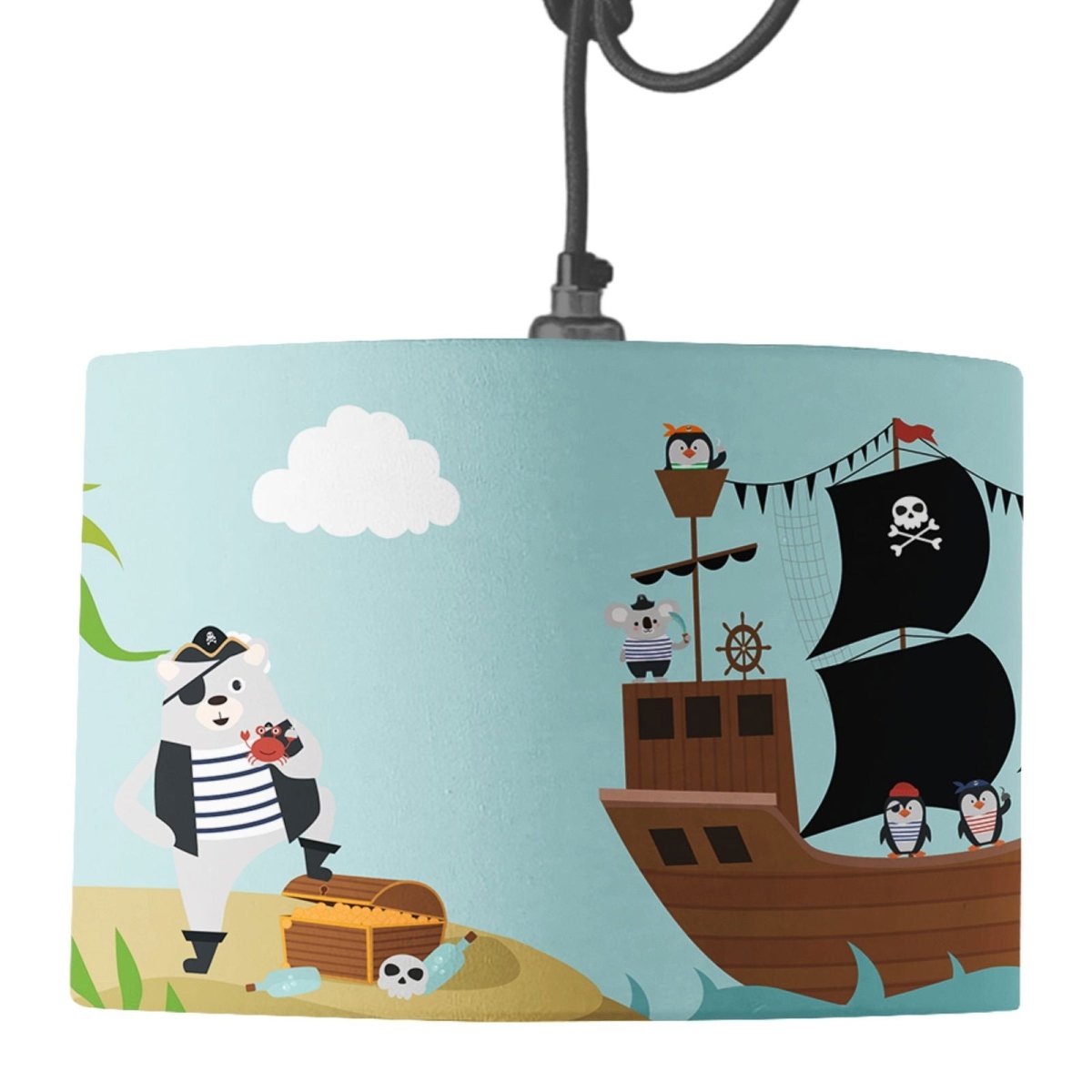 Pirate Theme Drum lampshade - Mustard and Gray Ltd