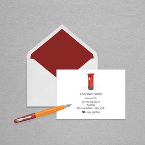 Red Pillar Box Change of Address Personalised Cards - Mustard and Gray Ltd