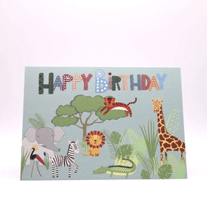 Safari Animals Birthday Card - Mustard and Gray Ltd