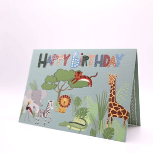 Safari Animals Birthday Card - Mustard and Gray Ltd