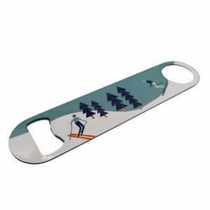 Snow Skiing Beer Stein and Bottle Opener - Mustard and Gray Ltd