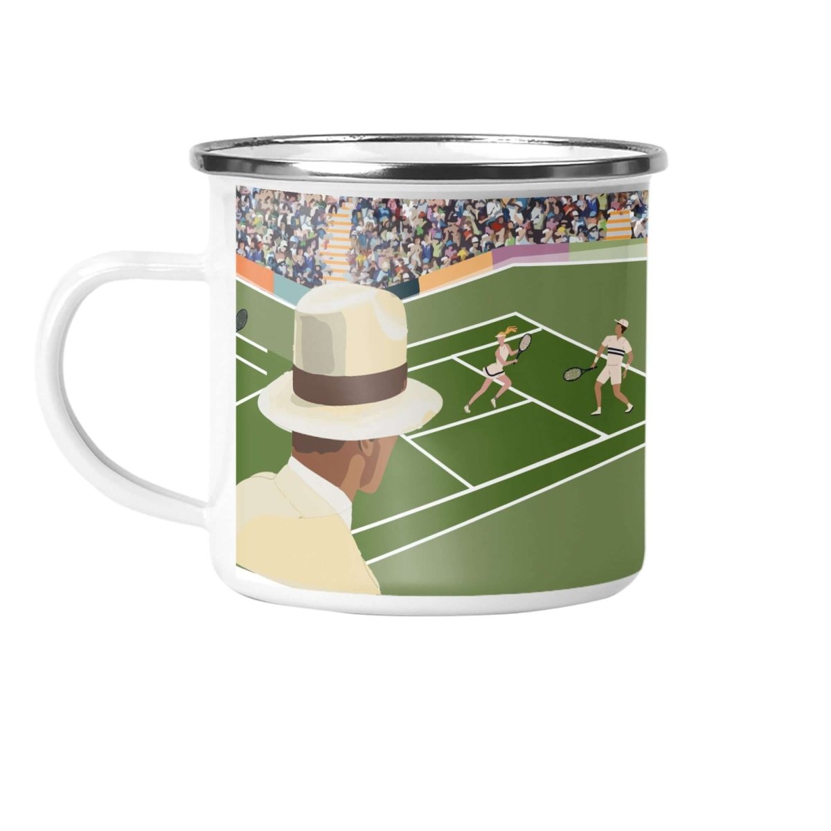 Tennis "Mixed Doubles" Enamel Mug - Mustard and Gray Ltd