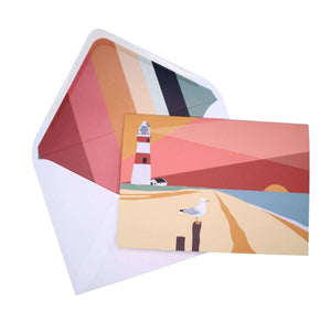 The Lighthouse Greetings Card - Mustard and Gray Ltd