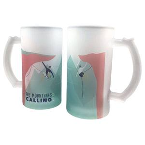 The Mountains are Calling "Rock Climbing" Frosted Beer Stein - Mustard and Gray Ltd