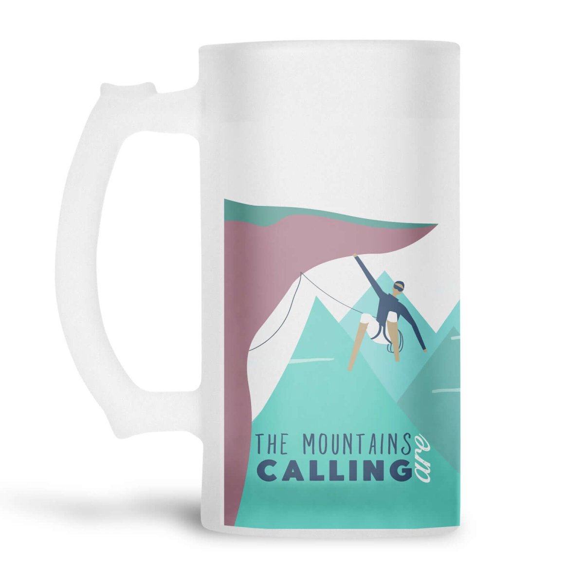 The Mountains are Calling "Rock Climbing" Frosted Beer Stein - Mustard and Gray Ltd