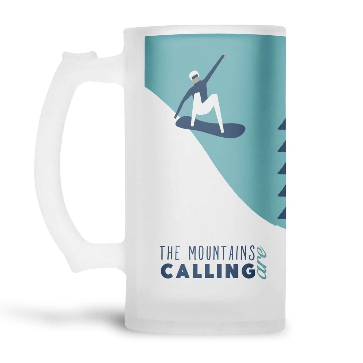 The Mountains are Calling "Snowboarding" Frosted Beer Stein - Mustard and Gray Ltd