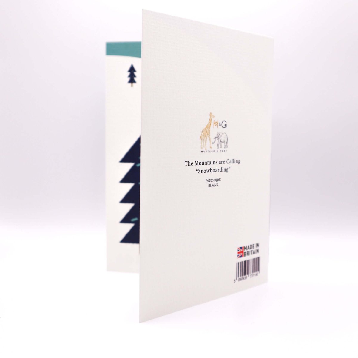 The Mountains are Calling "Snowboarding" Greetings Card - Mustard and Gray Ltd