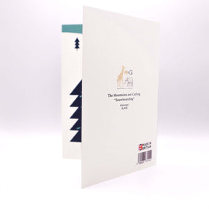 The Mountains are Calling "Snowboarding" Greetings Card - Mustard and Gray Ltd