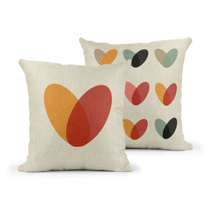 Toco Hearts Orange & Red Cushion - Mustard and Gray Ltd