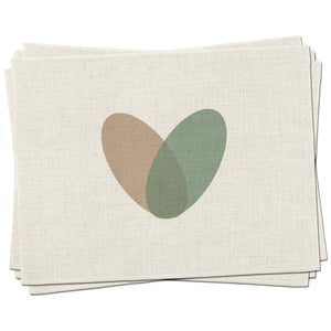 Toco Hearts Placemats (Set of Four) - Mustard and Gray Ltd