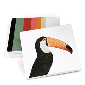 Toco Toucan Ceramic Coasters - Mustard and Gray Ltd