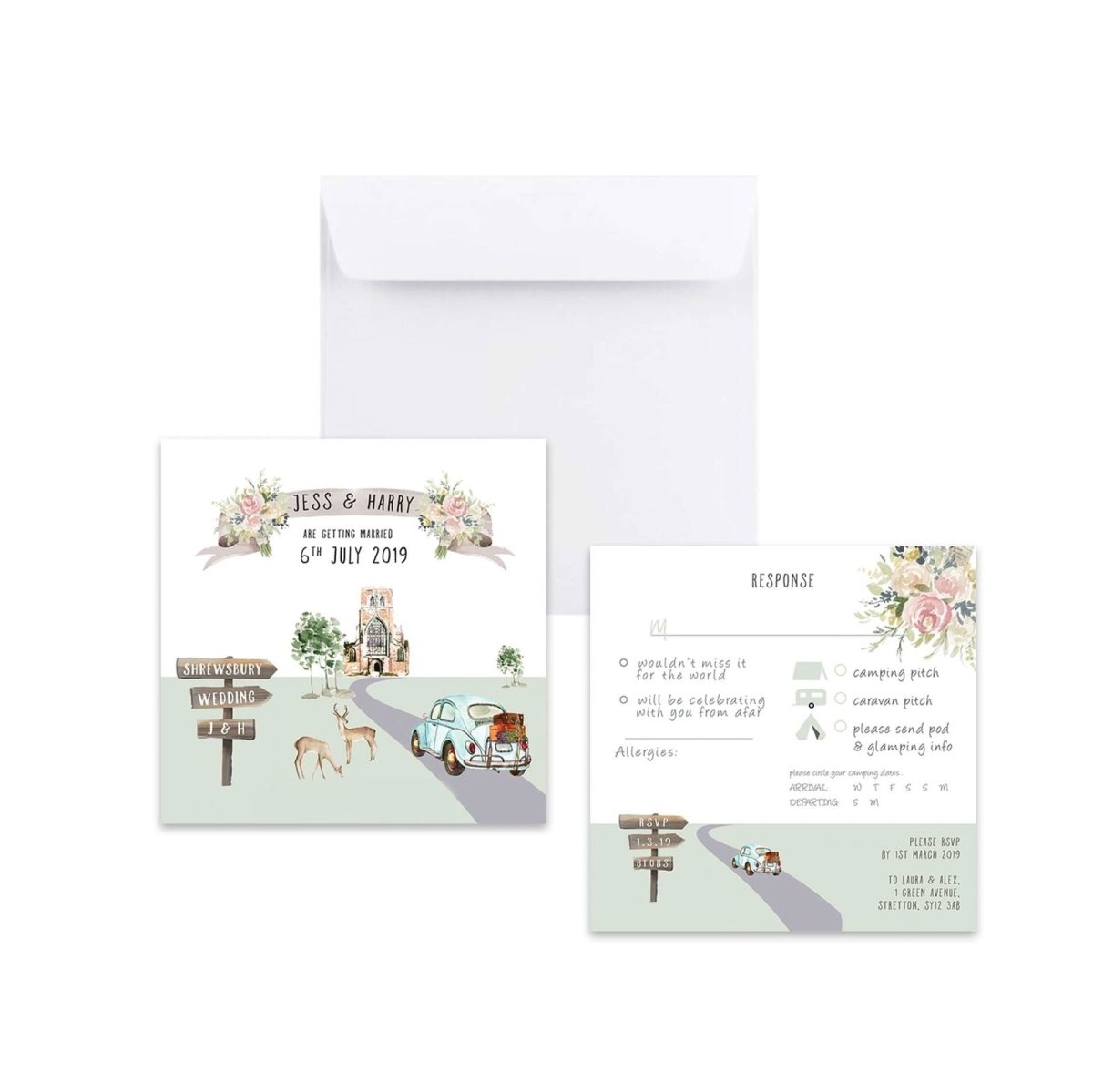 Wedding Map Save the Date - Mustard and Gray Ltd