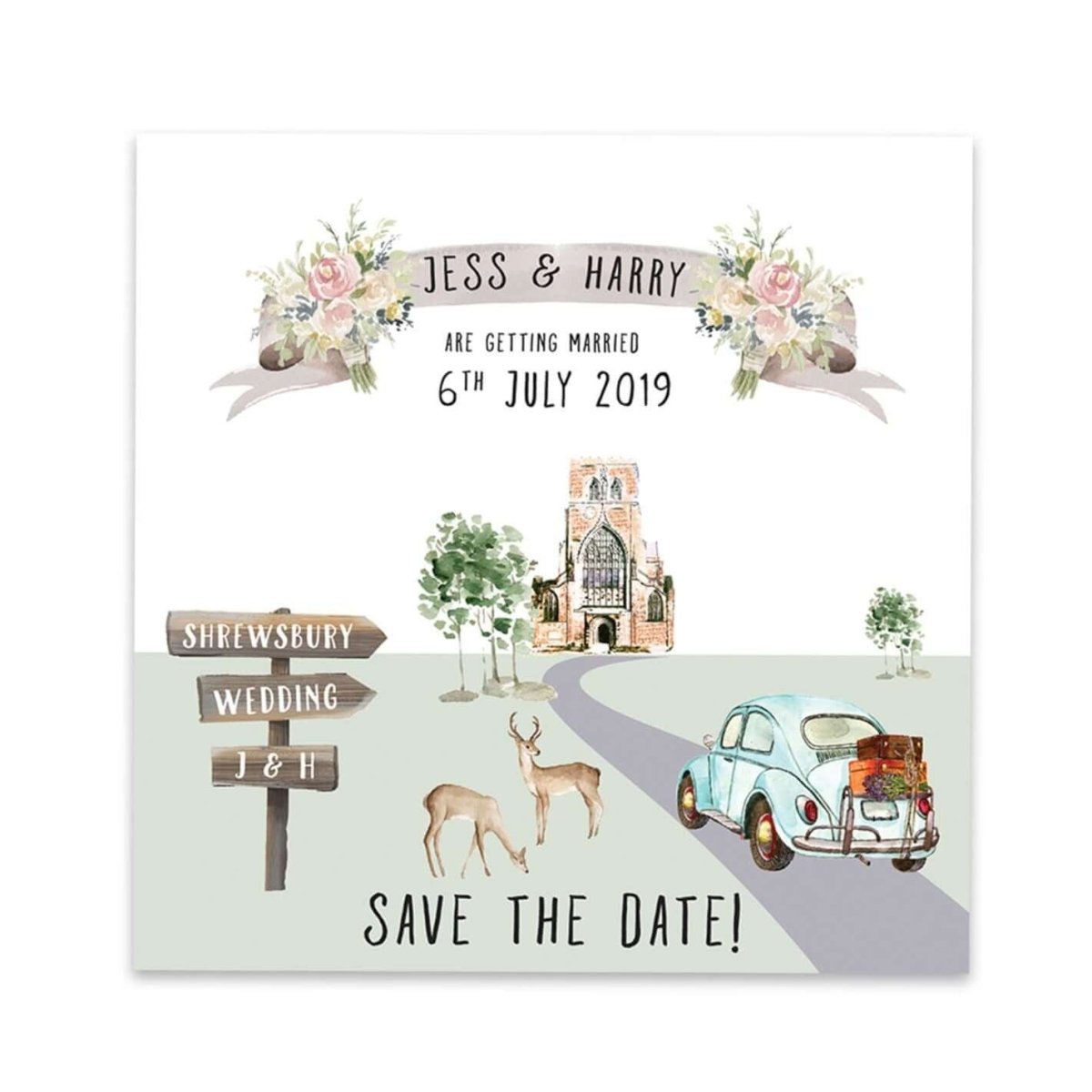 Wedding Map Save the Date - Mustard and Gray Ltd