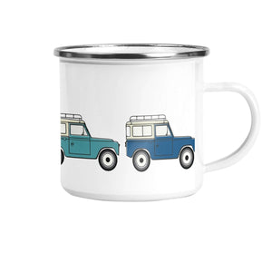 Weekend Wheels "Off Road" Enamel Mug - Mustard and Gray Ltd