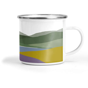 Welsh Hills "Heather and Gorse" Enamel Mug - Mustard and Gray Ltd