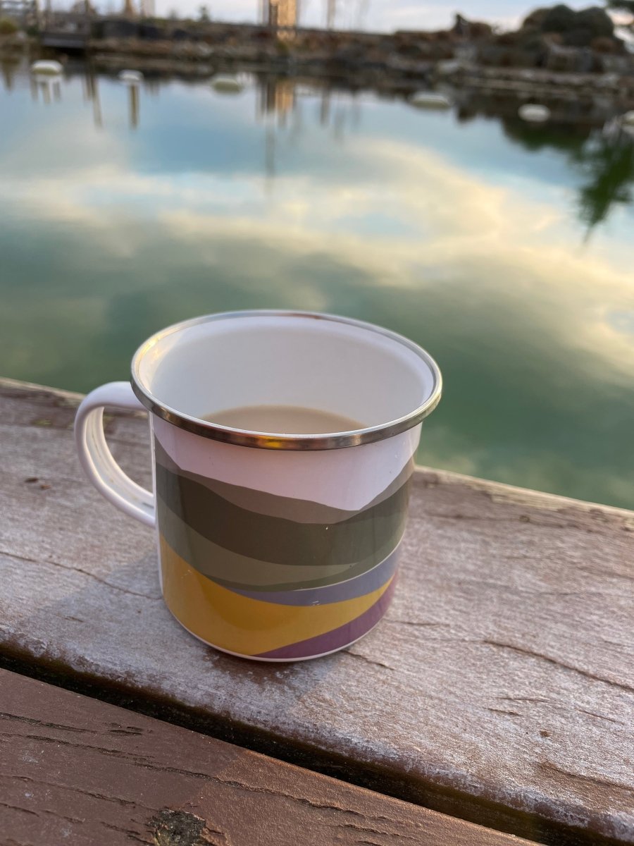 Welsh Hills "Heather and Gorse" Enamel Mug - Mustard and Gray Ltd