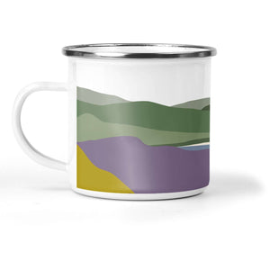 Welsh Hills "Heather and Gorse" Enamel Mug - Mustard and Gray Ltd