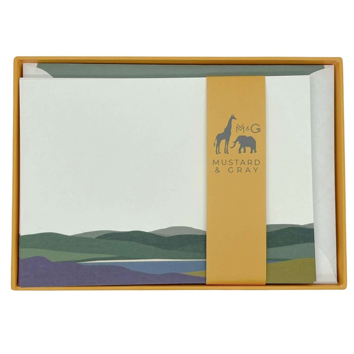 Welsh Hills "Heather & Gorse" Notecard Set with Lined Envelopes - Mustard and Gray Ltd