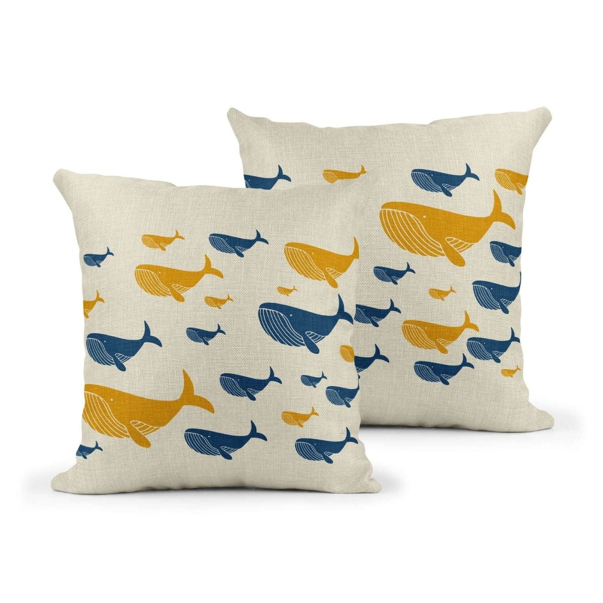 Whale Family Cushion - Mustard and Gray Ltd