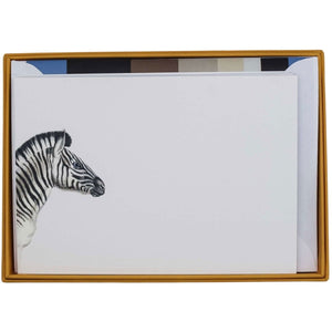 Zebra Stripe Notecard Set with Lined Envelopes - Mustard and Gray Ltd